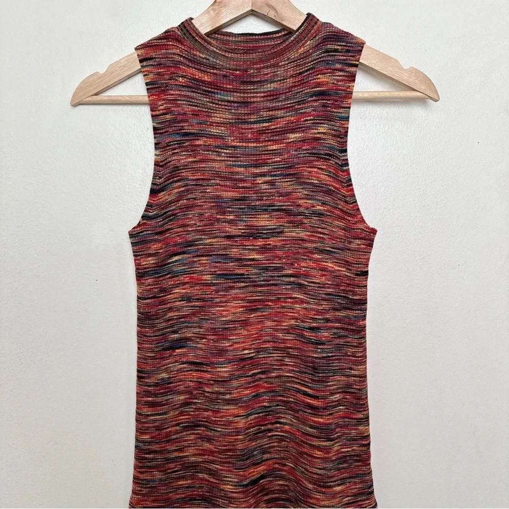 Anthropologie Womens Xsmall Tami Mock Neck Tunic Space Dye Slit Hem Knit Top